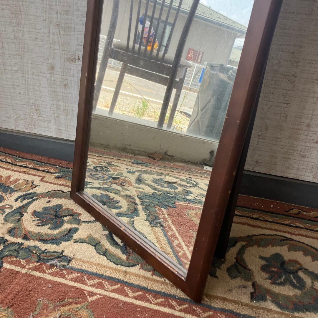 北欧レトロ ビンテージ 木製フレーム 等身鏡 姿見 壁掛け鏡 ウォールミラー