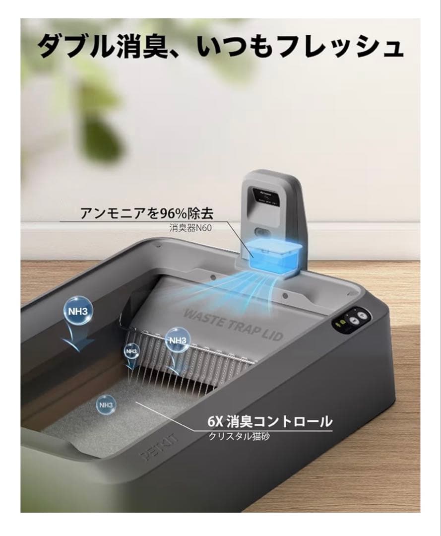 PETKIT 猫 トイレ 自動トイレ ゆるい便が検知 スマホ管理 センサー付き