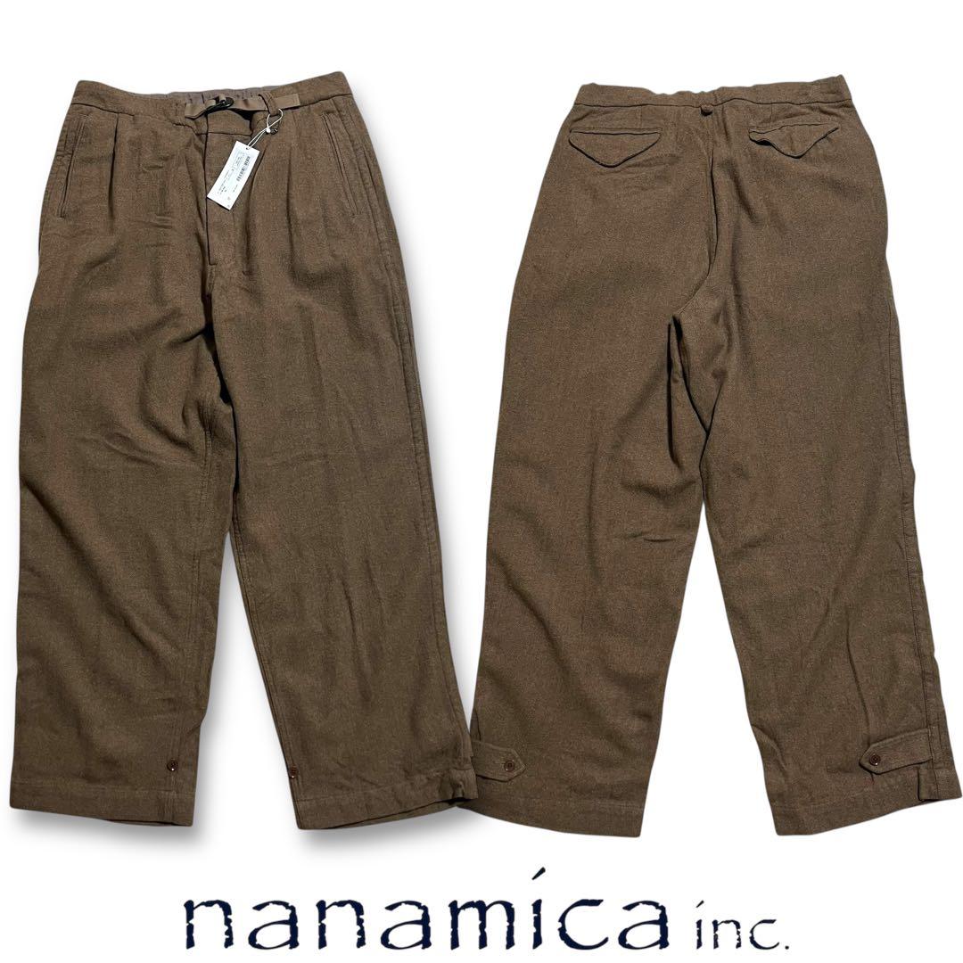 新品 定価3.4万 ナナミカ ウールヘリンボーン ワイドワークパンツ