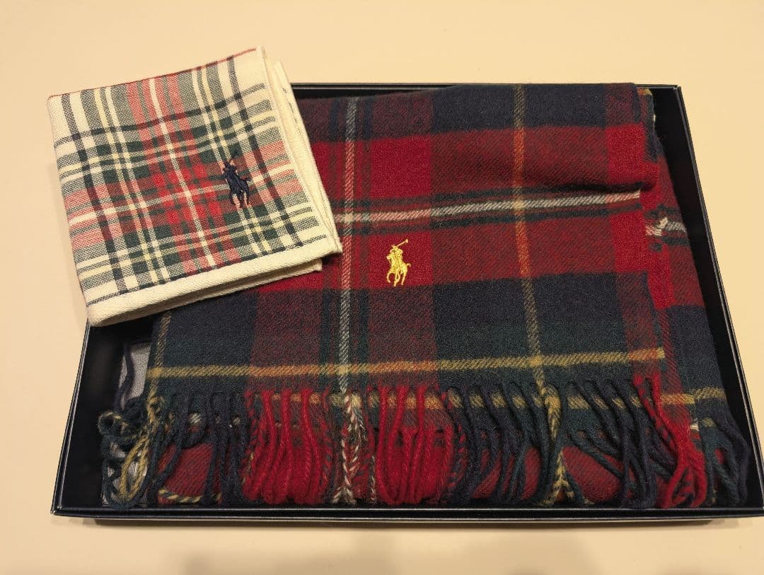 未使用 ラルフローレン膝掛け 70✕150cm ハンカチセット