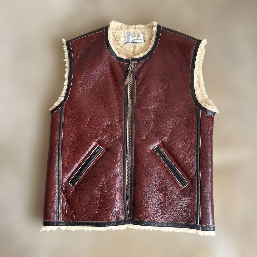 ま*司様 AERO LEATHER バーガンディレザーベスト