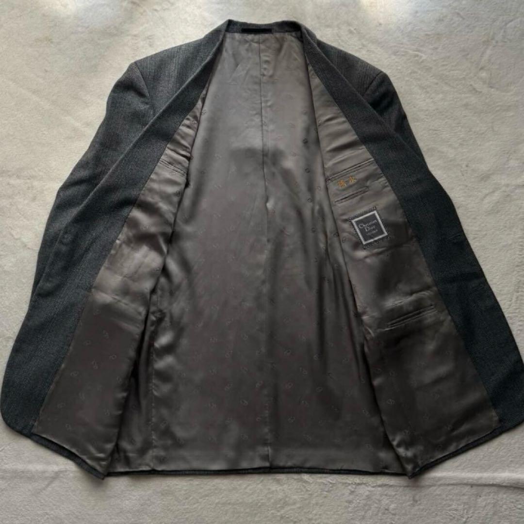 極美品 クリスチャンディオール スーツ モヘヤ混 XL CDシャドーロゴ グレー