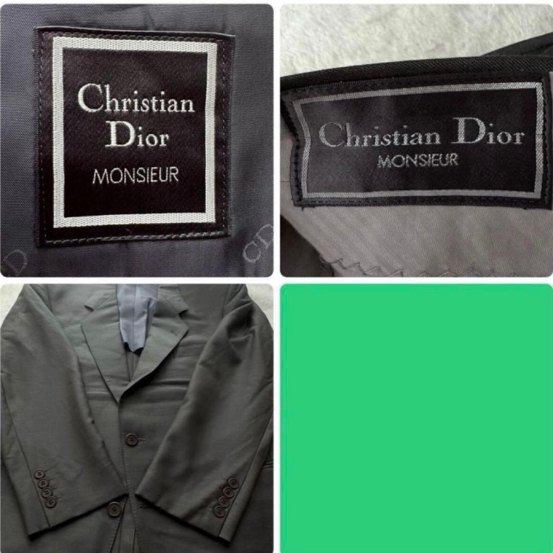極美品 クリスチャンディオール スーツ モヘヤ混 XL CDシャドーロゴ グレー