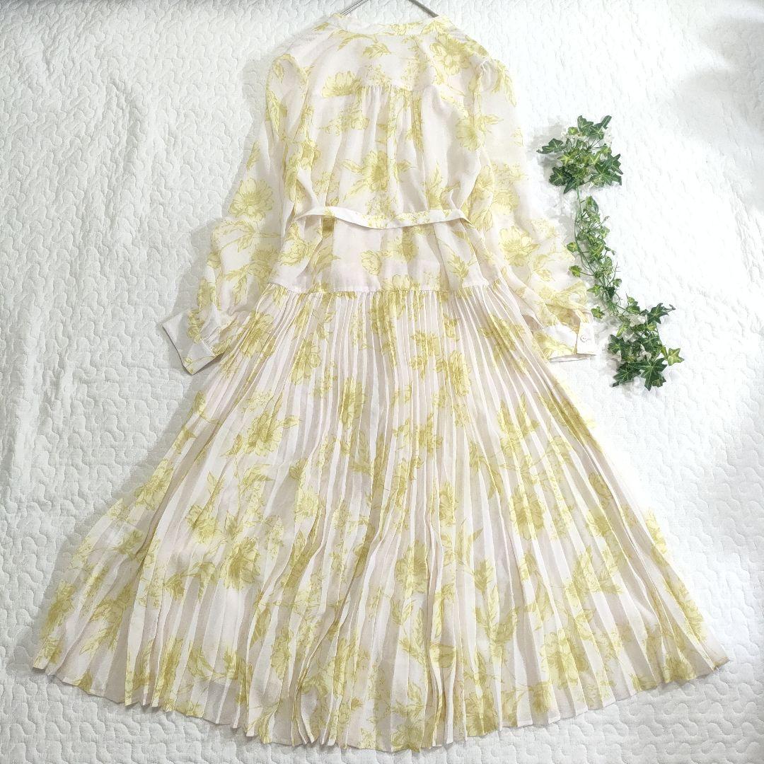 極美品✨ダイアグラム　2025年　フラワープリントプリーツワンピース　ベルト付き