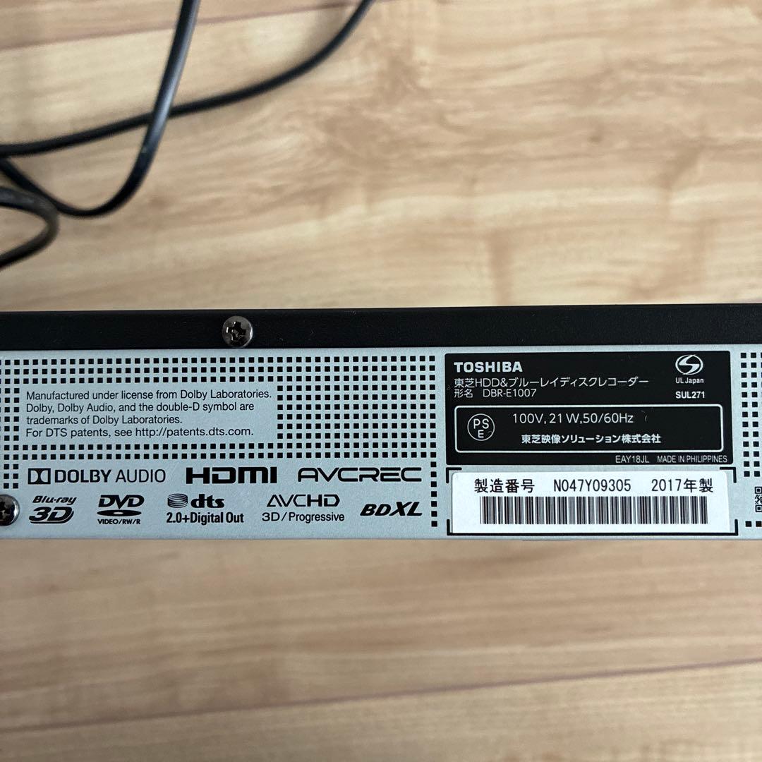TOSHIBA REGZA DBR-E1007 Blu-rayレコーダー