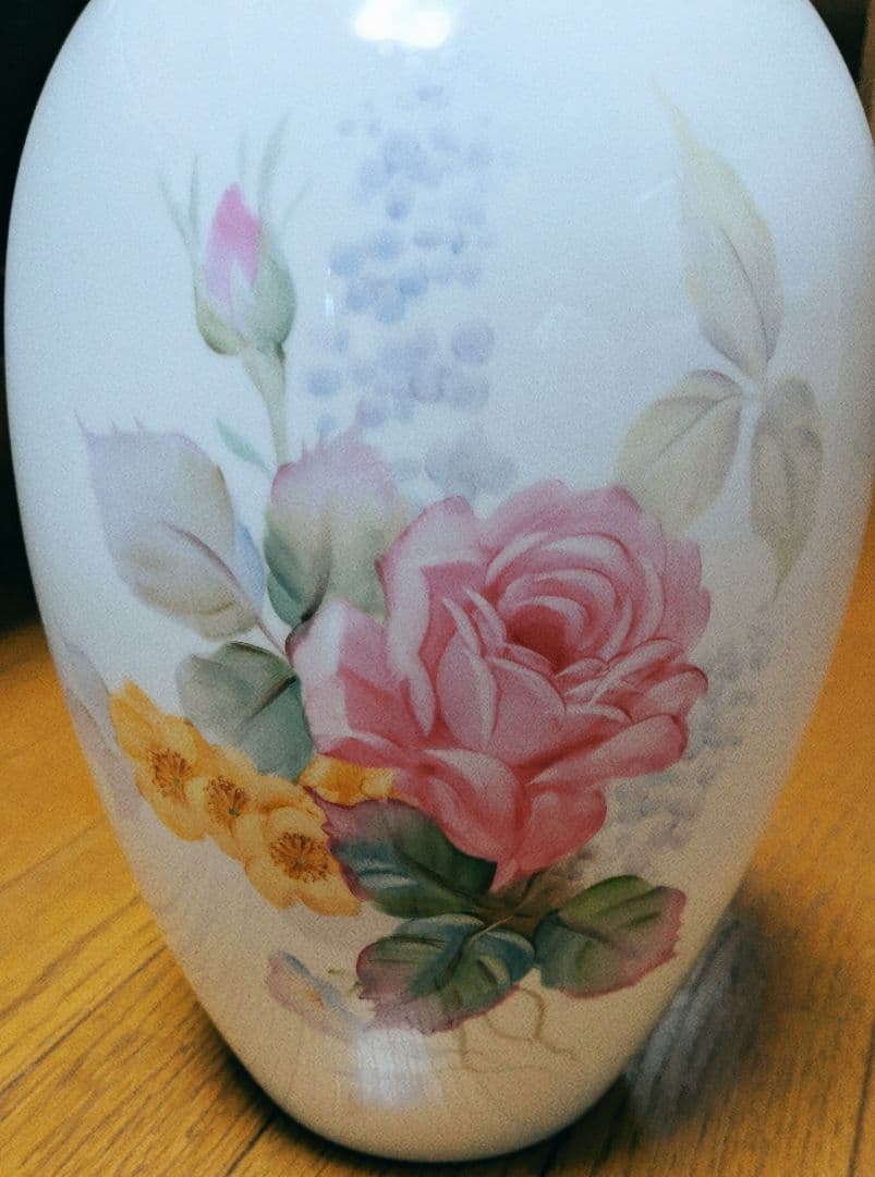 ノリタケ　薔薇柄　花瓶　高さ約31cm　木村義一サイン入り　昭和レトロ