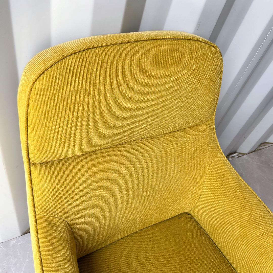 取付無料！ケユカ 北欧風イエローグリーンファブリックナチュラル1Pアームソファ✨