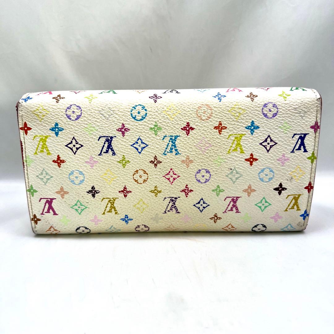 ルイヴィトン マルチカラー 村上 隆 ポルトフォイユ サラ 白×ピンク
