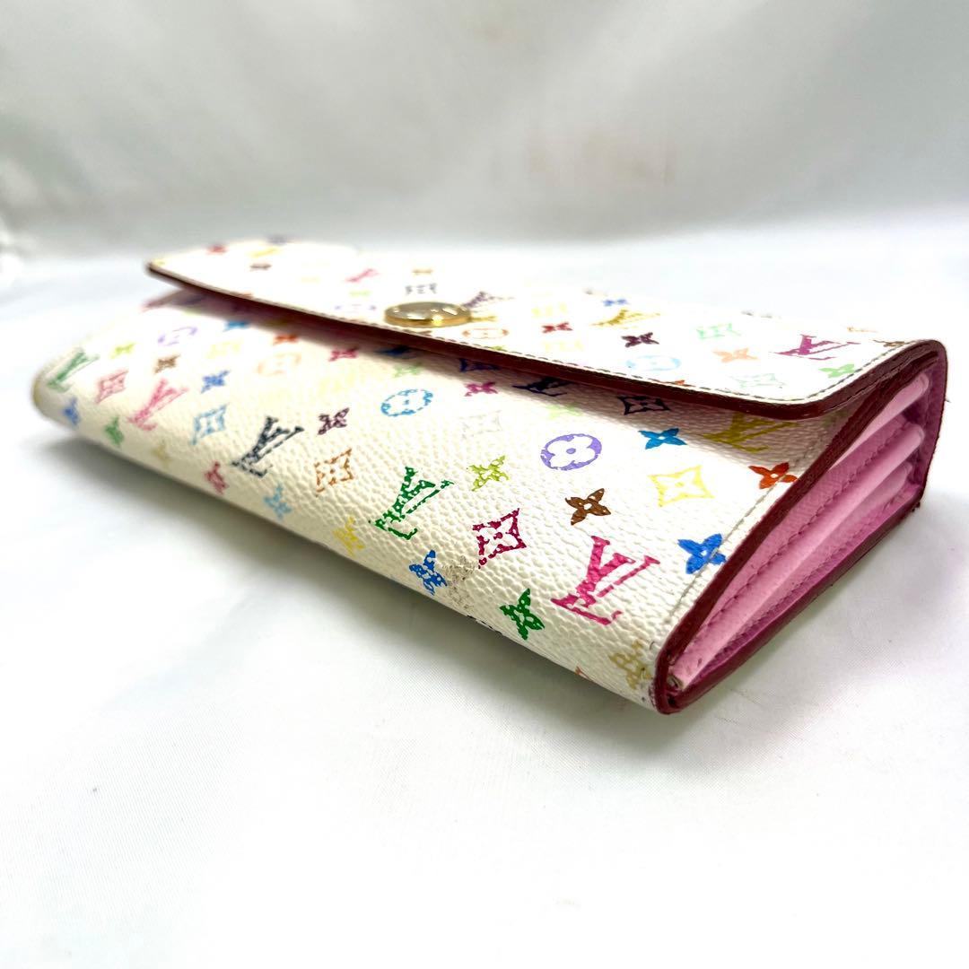 ルイヴィトン マルチカラー 村上 隆 ポルトフォイユ サラ 白×ピンク