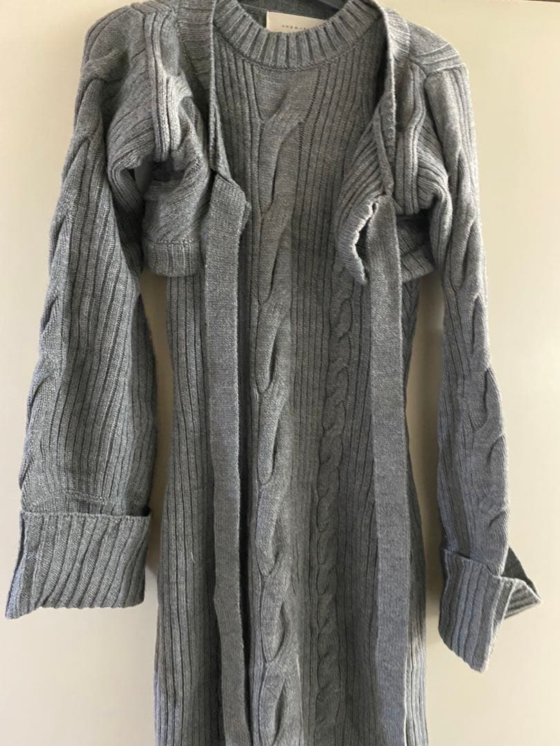 ワンピース andmary Carmen knit set dress gray