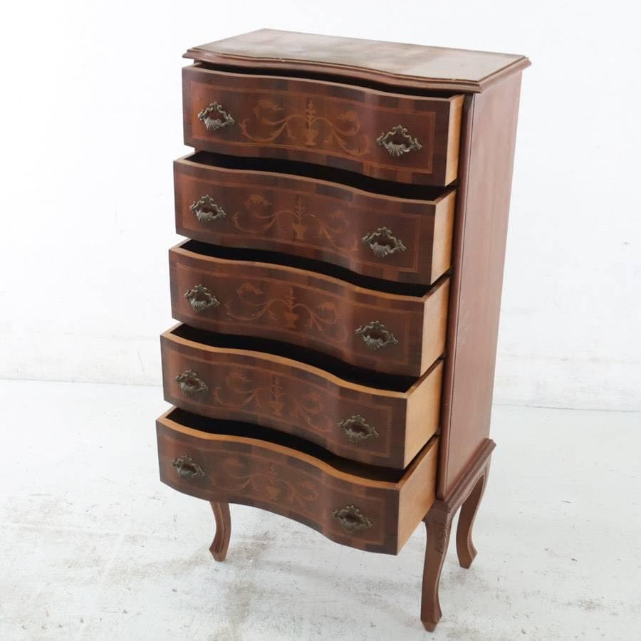値下げイタリア製 TAROCCO VACCARI 象嵌細工 猫脚 チェスト 5段