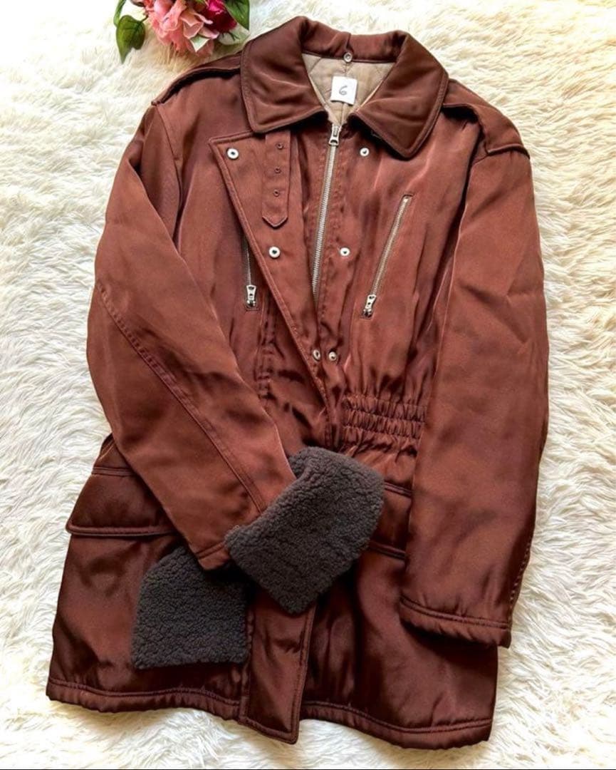 6（ロク）アローズ　2way ボアカラージップコート　ムートン襟