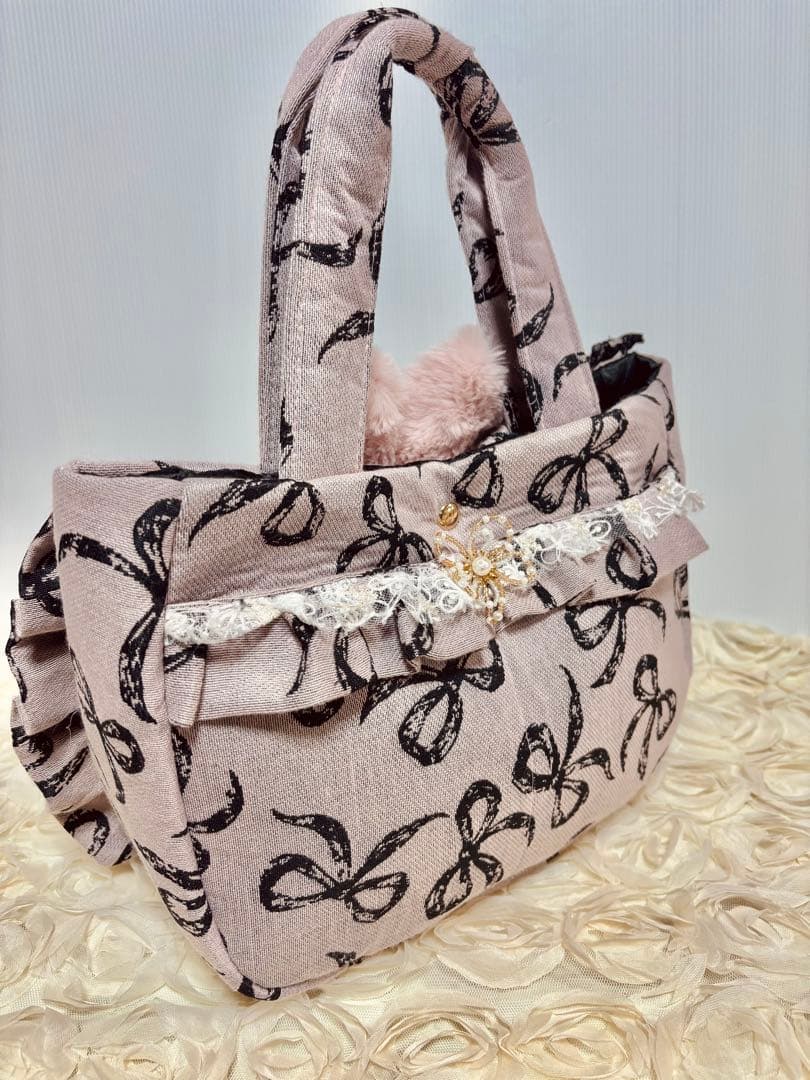 コヤンイサムチョン　リボン柄ダブルフリルコロリンバッグ