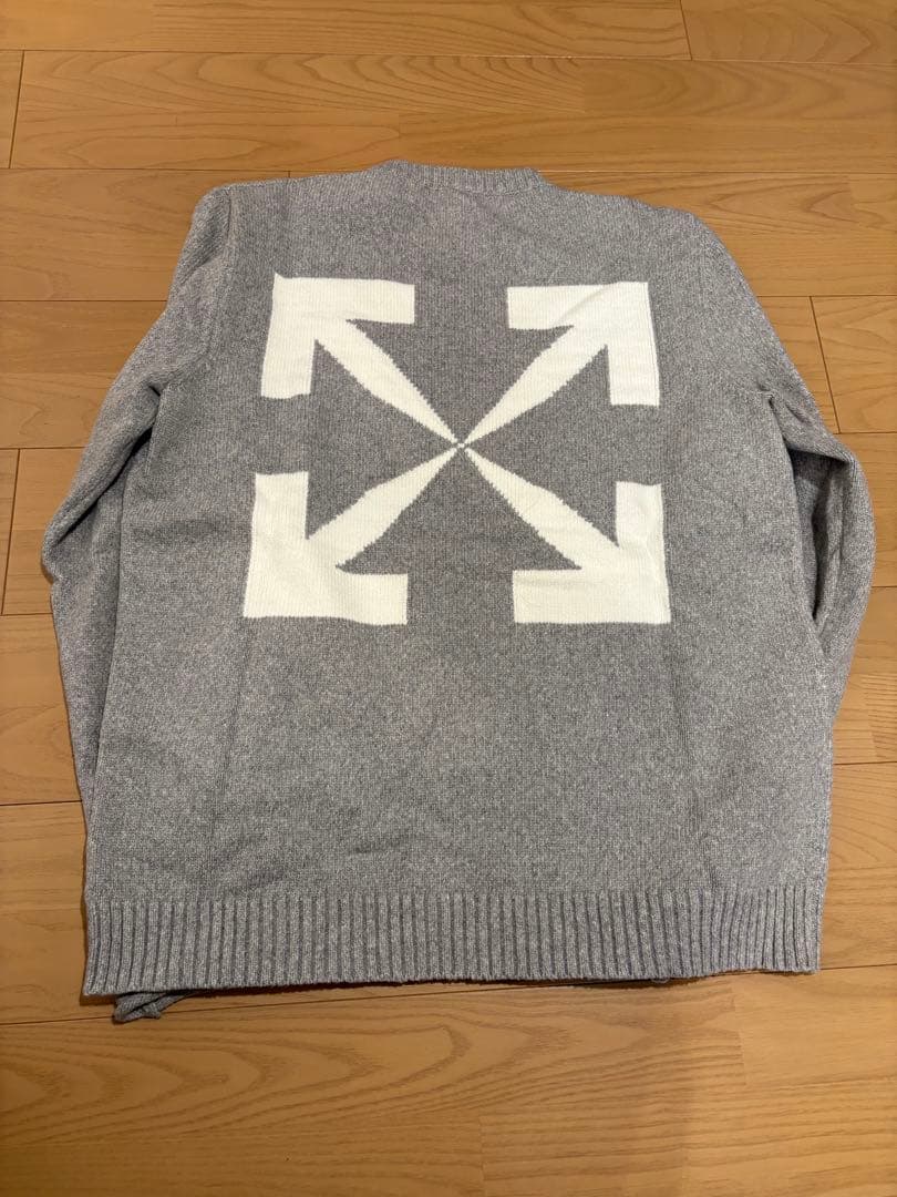 OFF-WHITE グレー ニットセーター KNIT オフホワイト