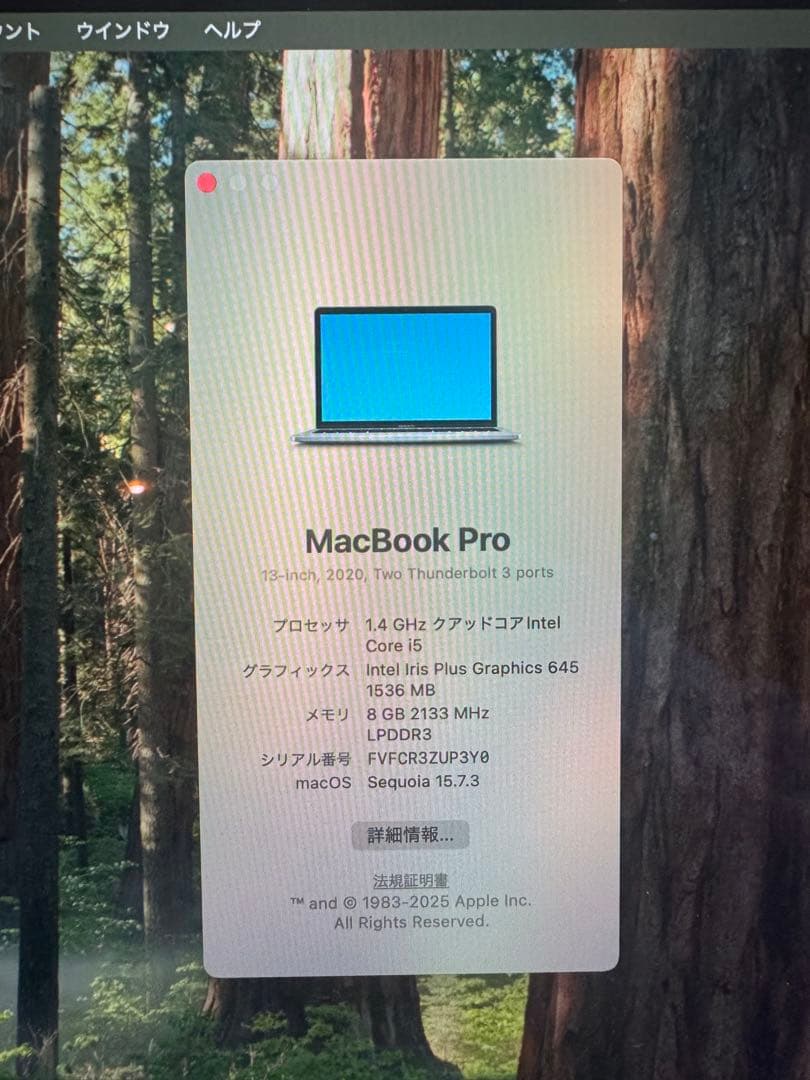 MacBook Pro 13インチ 2020 i5 8GB 512GB SSD