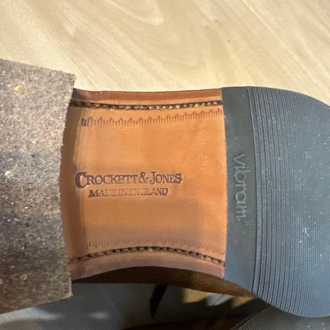 クロケットジョーンズ ブラウン スエード リボンローファー 7E