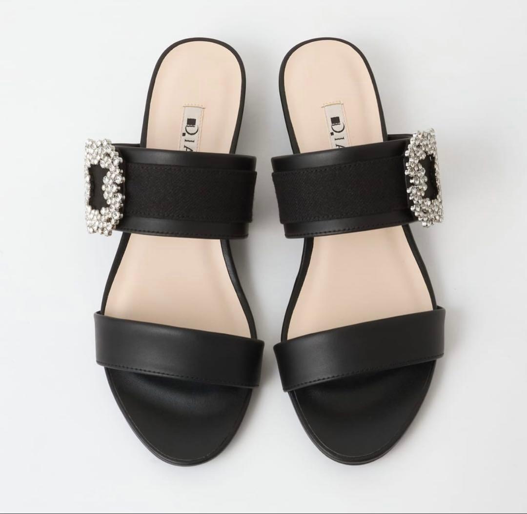 美品　DIANA ビジューバックルミュール　サンダル　Lサイズ