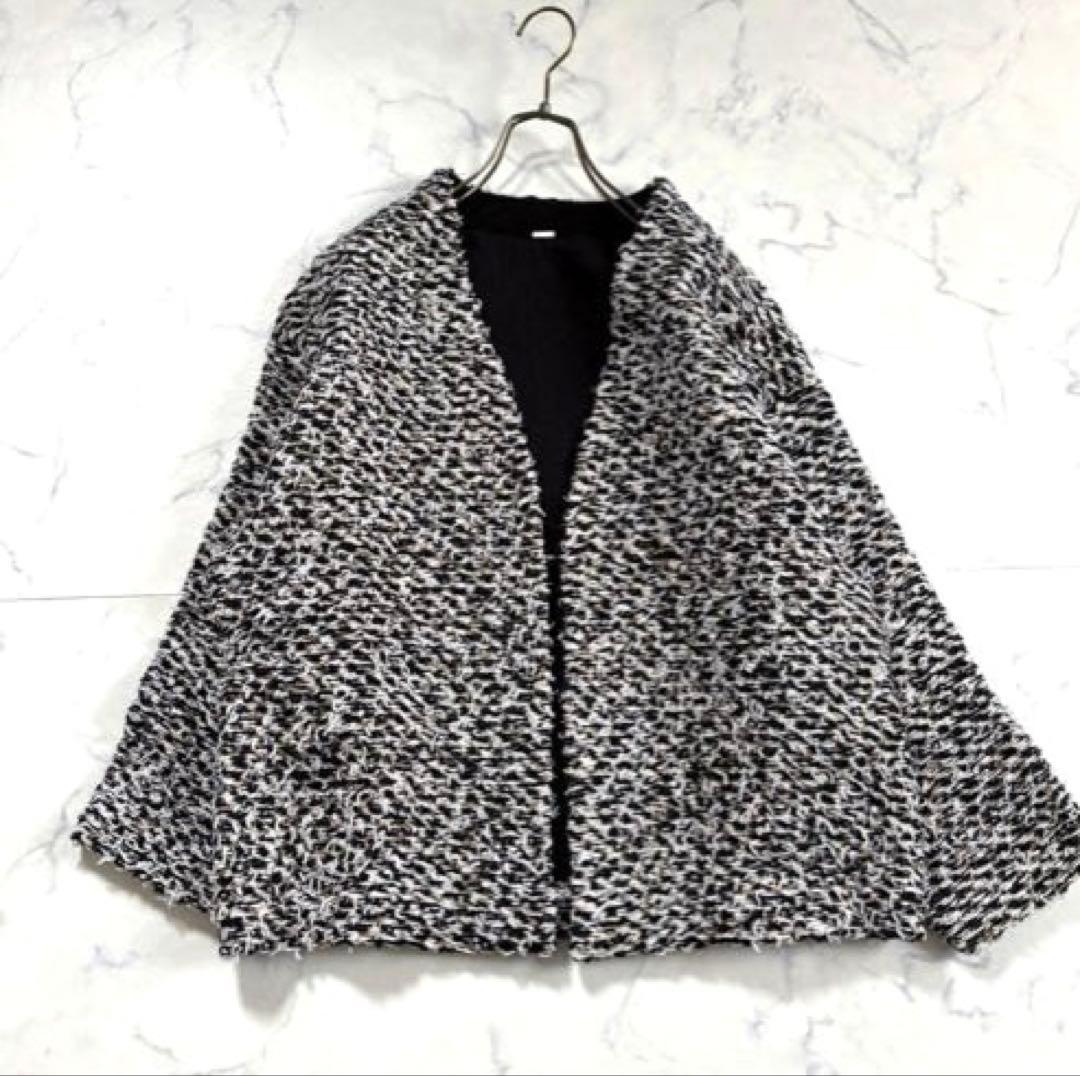 ミラオーウェン ミックスツイードニットカーディガン