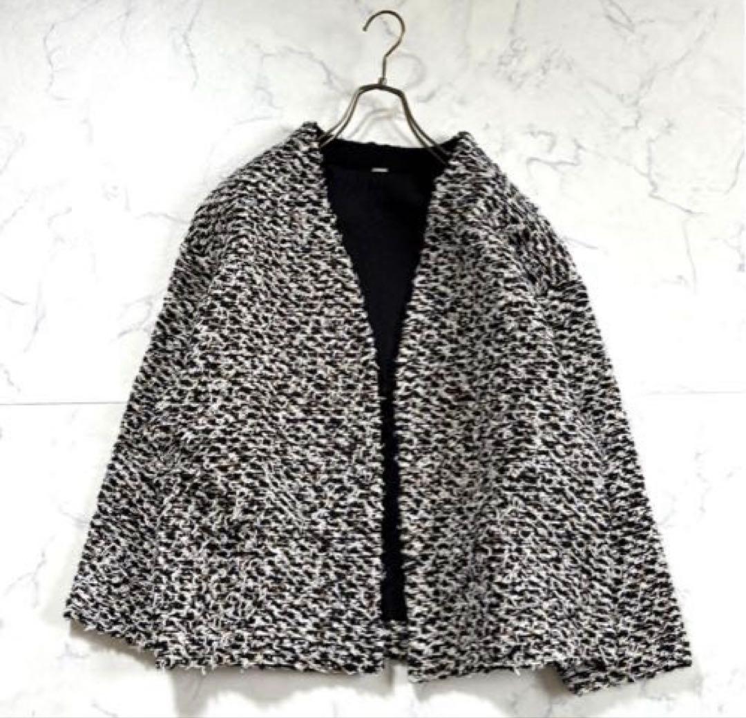 ミラオーウェン ミックスツイードニットカーディガン