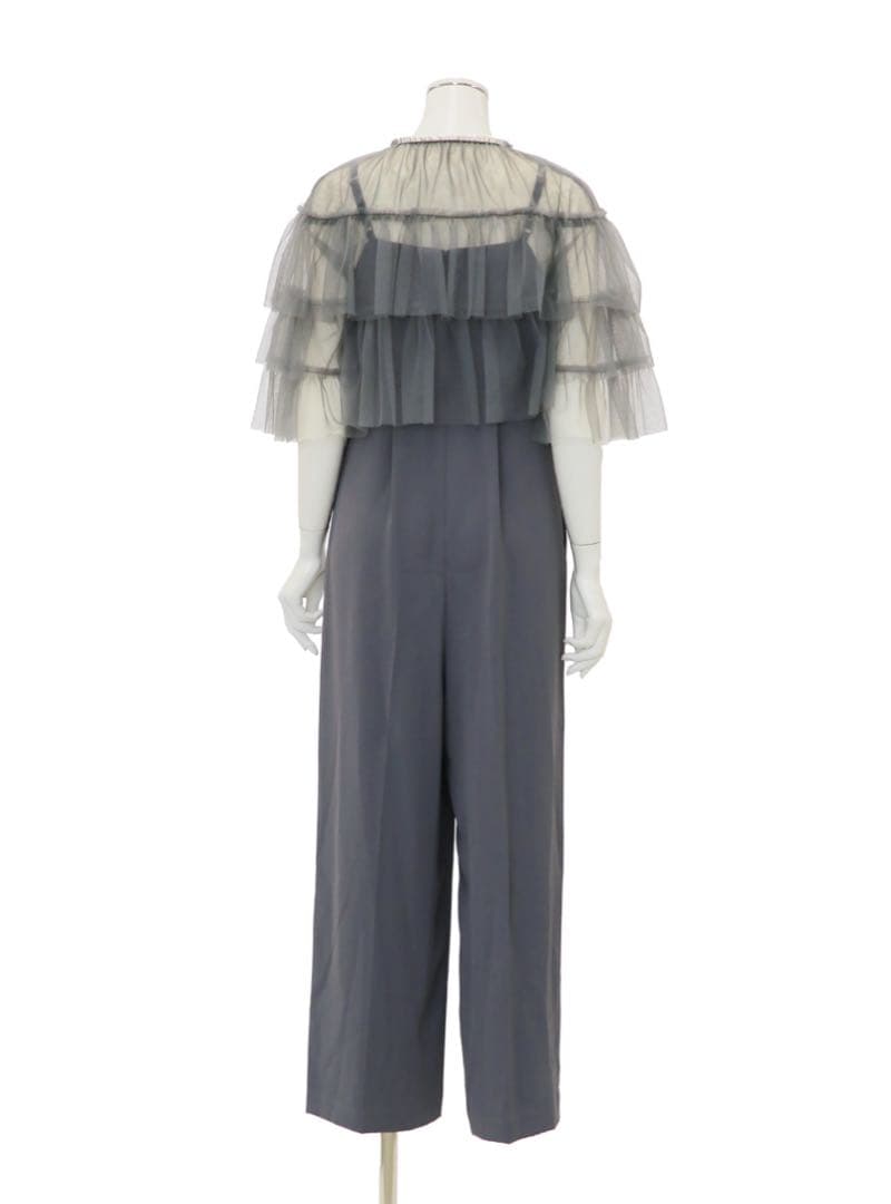 結婚式 お呼ばれ 二次会 かっこいい チュールブラウスパンツドレス レースボレロ