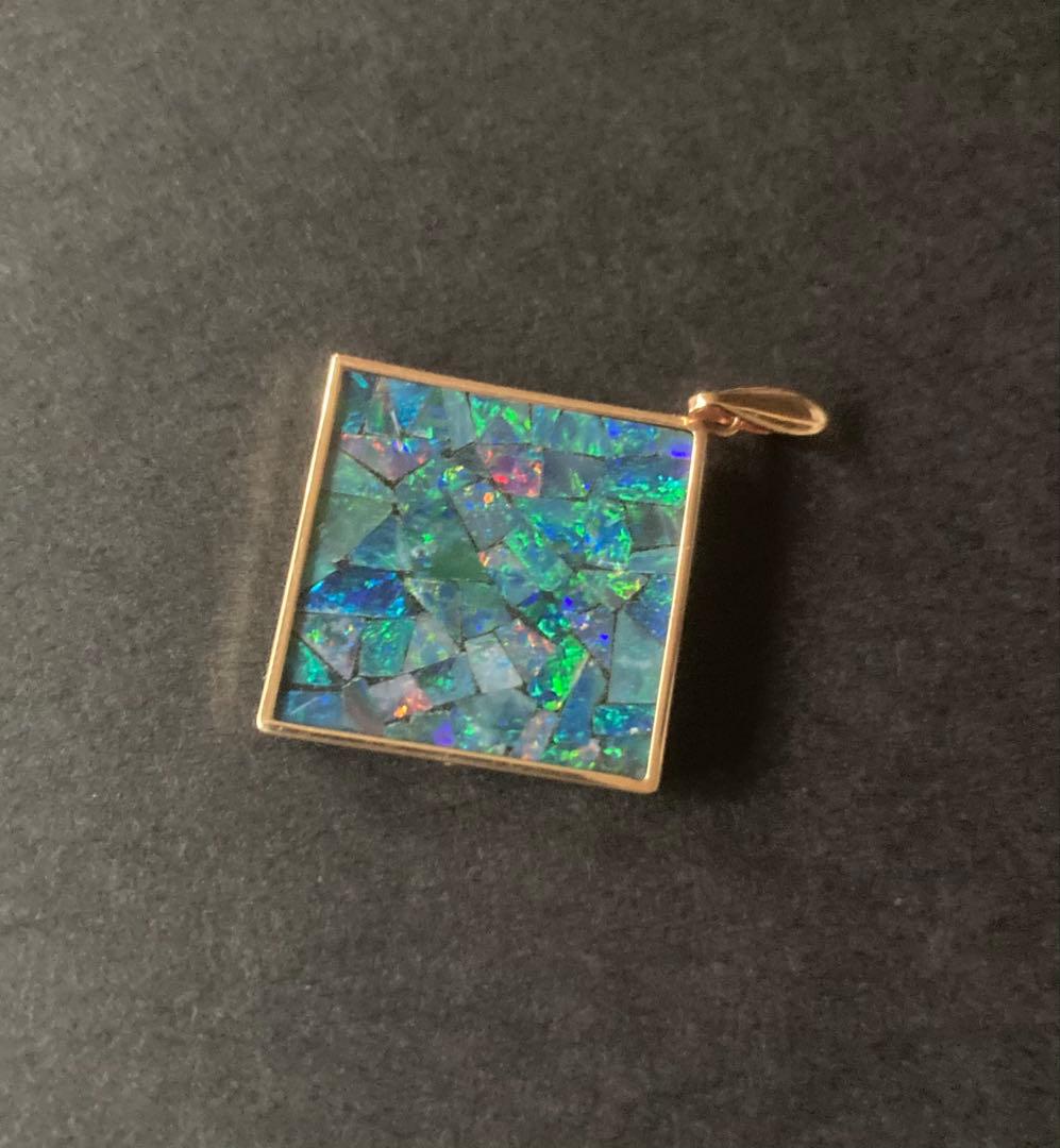 モザイクオパールオニキス　ペンダントトップ 18K製　未使用　❤︎