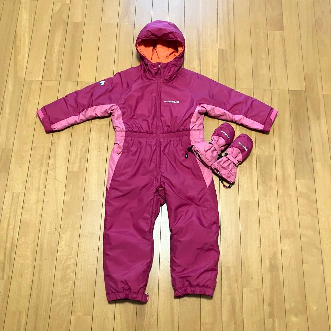 モンベル スノーウェア 2点セット（子供用）ジャンプスーツ・ミトン