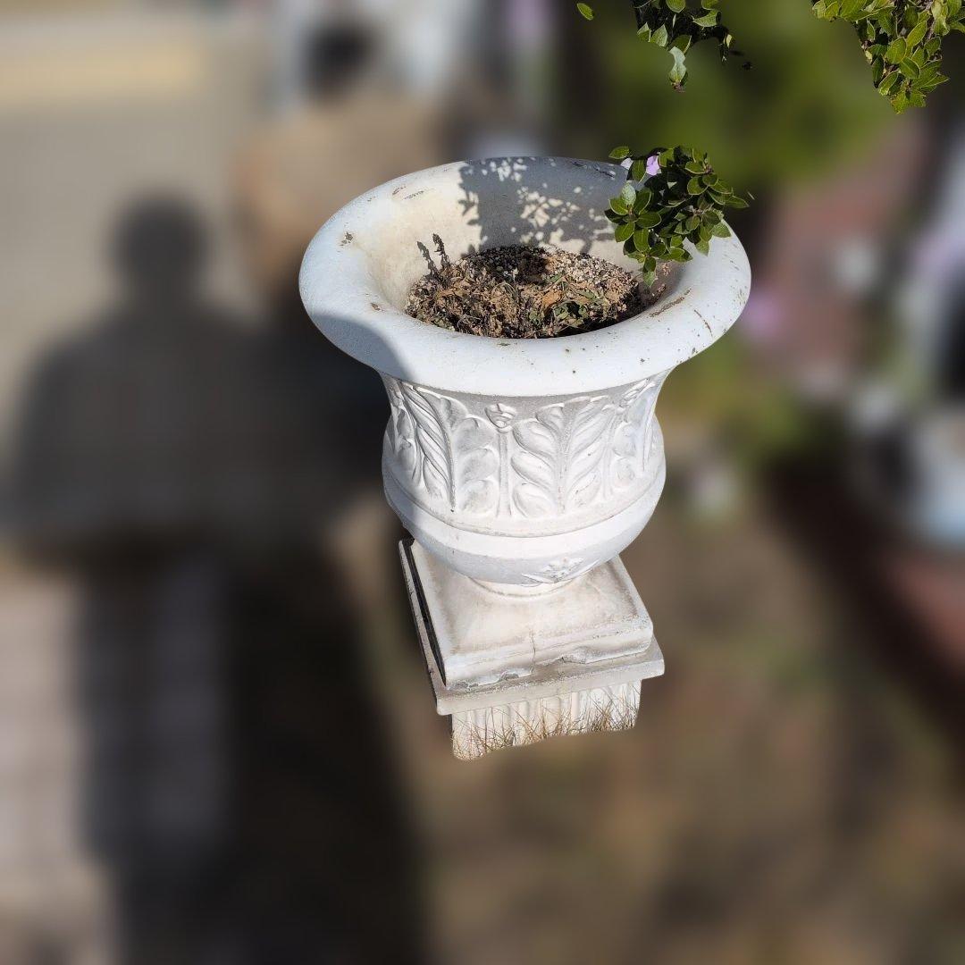 アイズピリホワイトセメント製装飾プランター