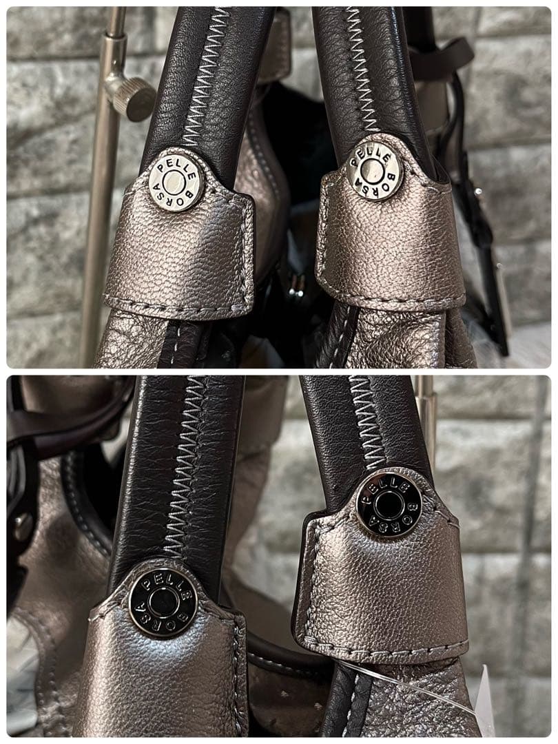 【新品未使用】ペレボルサ　イントレチャート　レザー　2way ハンドバッグ