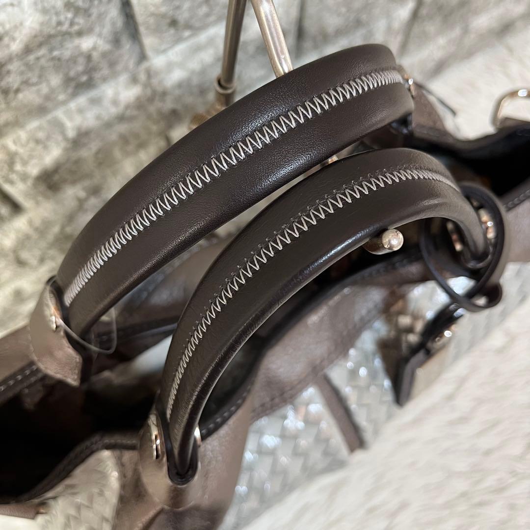 【新品未使用】ペレボルサ　イントレチャート　レザー　2way ハンドバッグ