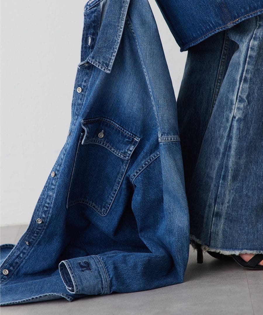 Whim Gazette 【インフルエンサーコラボ】刺繍デニムシャツ美品