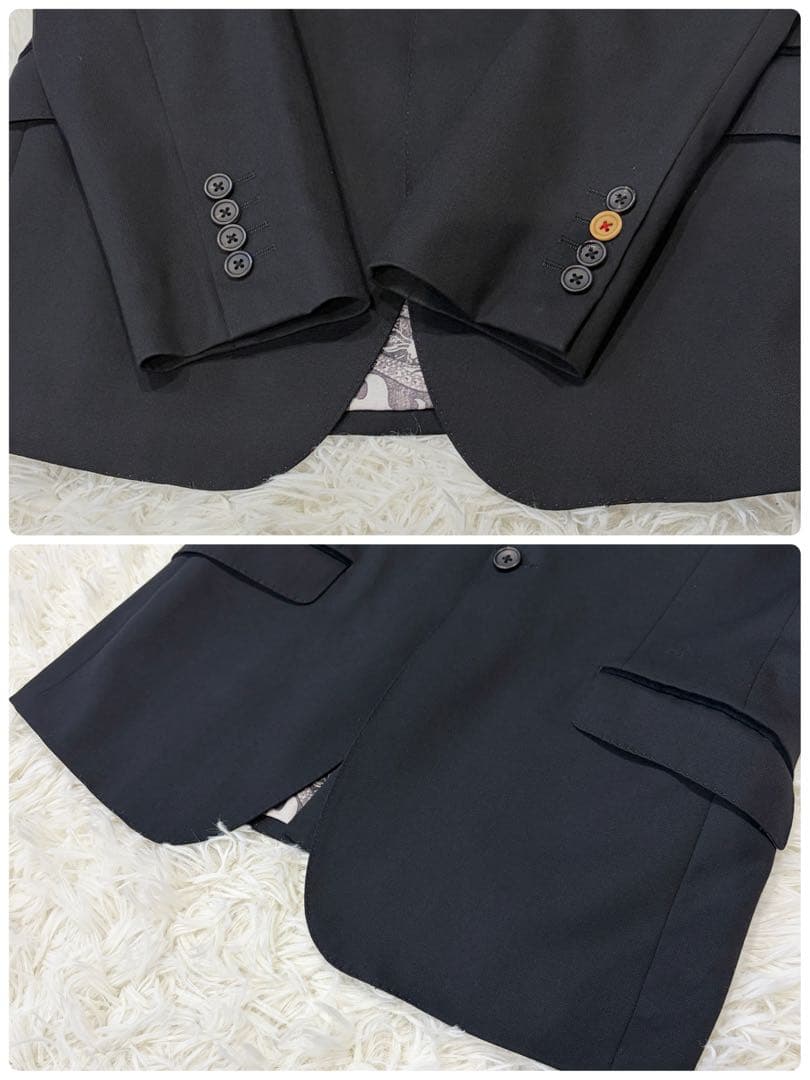 【極美品】PSポールスミス ペイズリー裏地 ベロア襟テーラードジャケット 黒 M