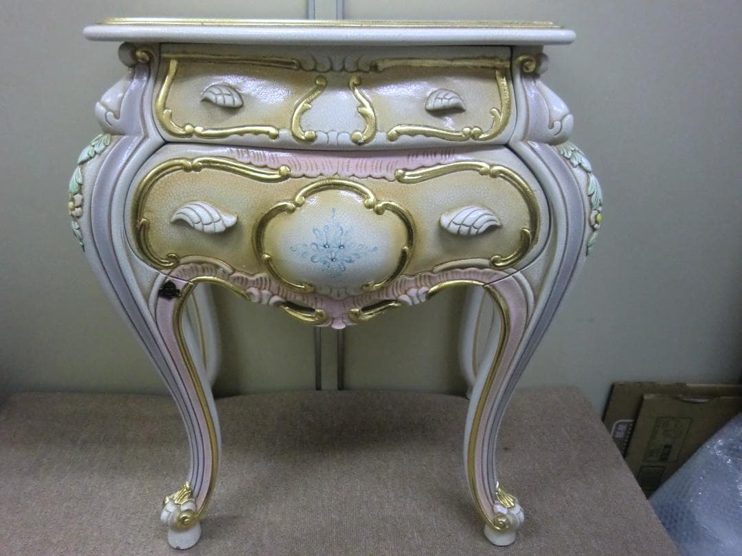 【中古品】RIO FURNITURE　ロココ調コンソールテーブル 引出し2杯付