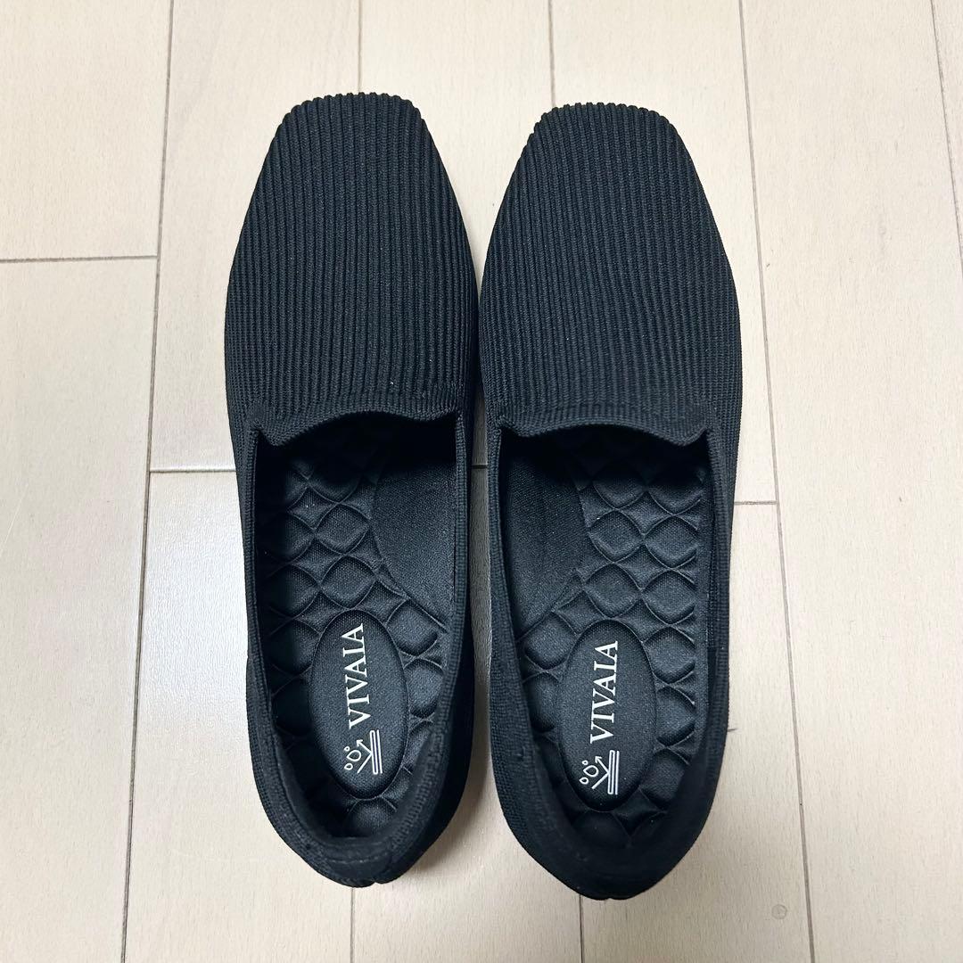 VIVAIA スクエアトゥ 超撥水 ローファー ブラック 37.5
