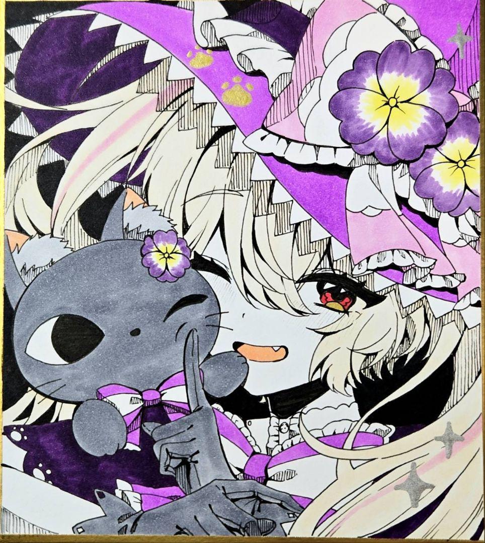 わ*び様 ★オリジナル手描きイラスト★原画一点物★ミニ色紙★No.10★