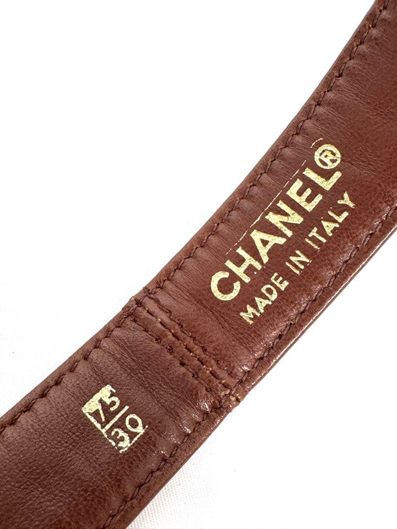 シャネル CHANEL ベルト ターンロック ココマーク レザー ブラウン
