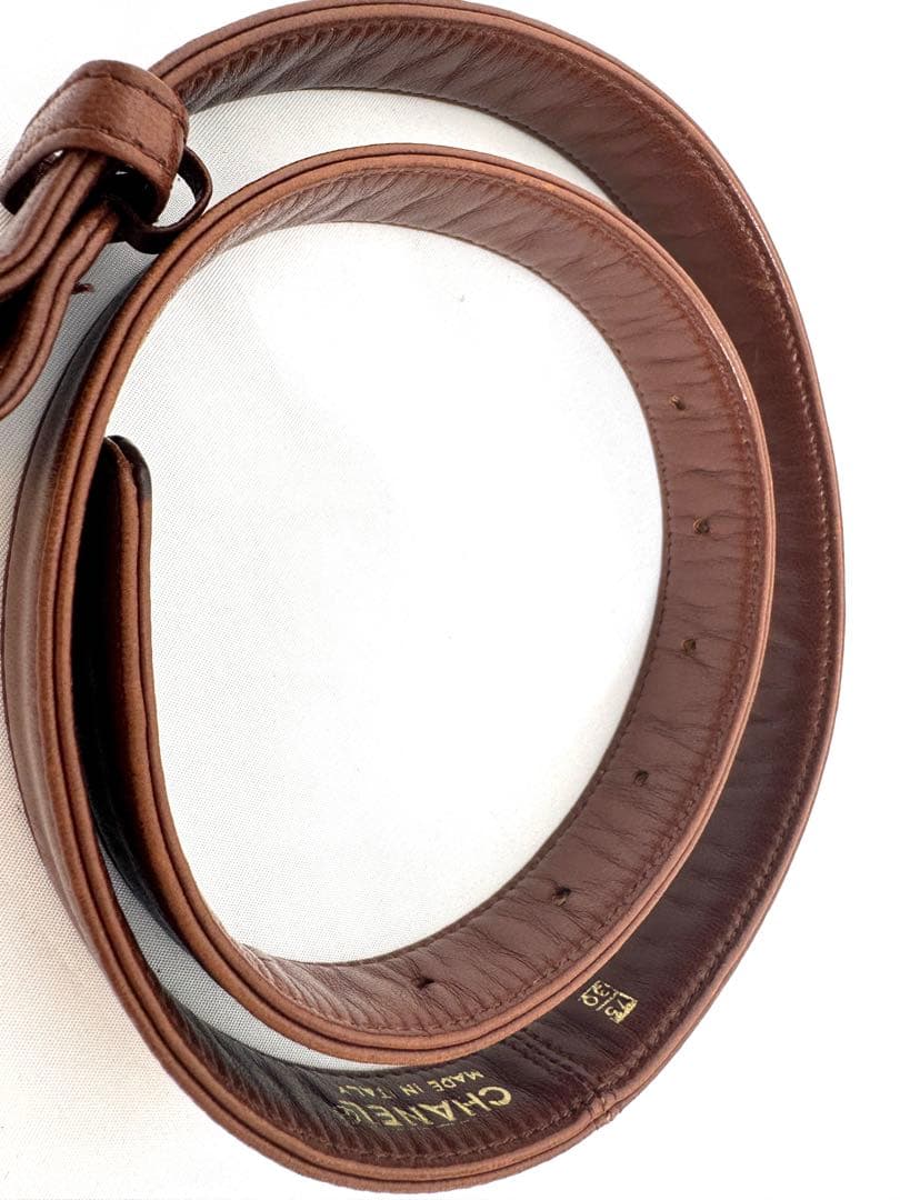 シャネル CHANEL ベルト ターンロック ココマーク レザー ブラウン