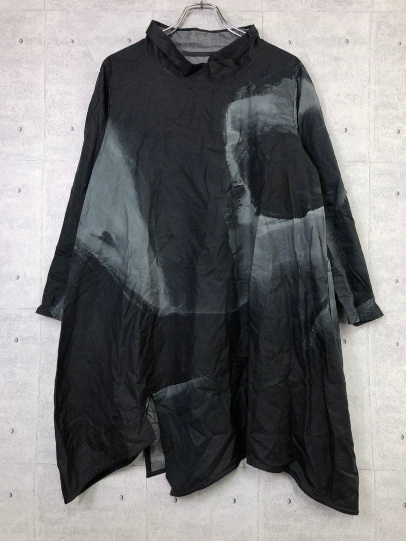 慈雨 日本製 古着 オーバーシルエット アシンメトリー マーブル ワンピース