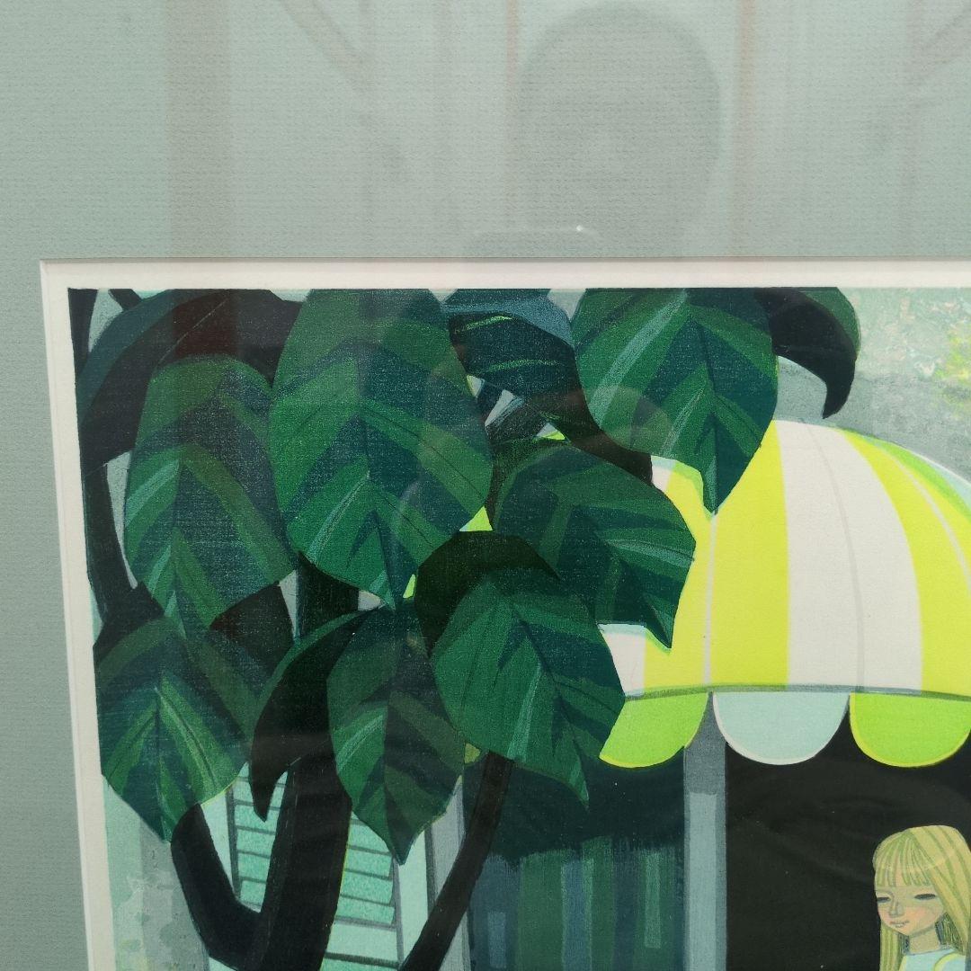 人気作家、池田修三の木版画 「花の窓」です。サインとエディションがあります