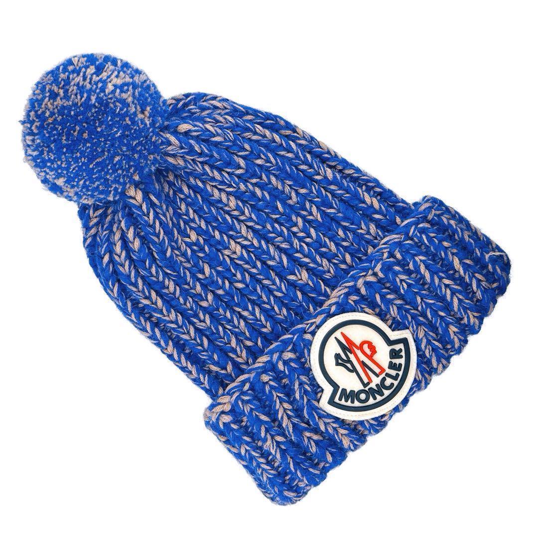 ★【希少色】モンクレール ニットキャップ ニット帽 帽子 ポンポン ブルー★