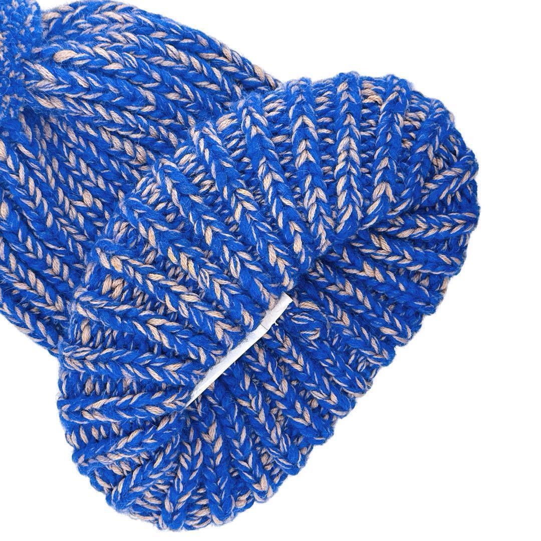 ★【希少色】モンクレール ニットキャップ ニット帽 帽子 ポンポン ブルー★