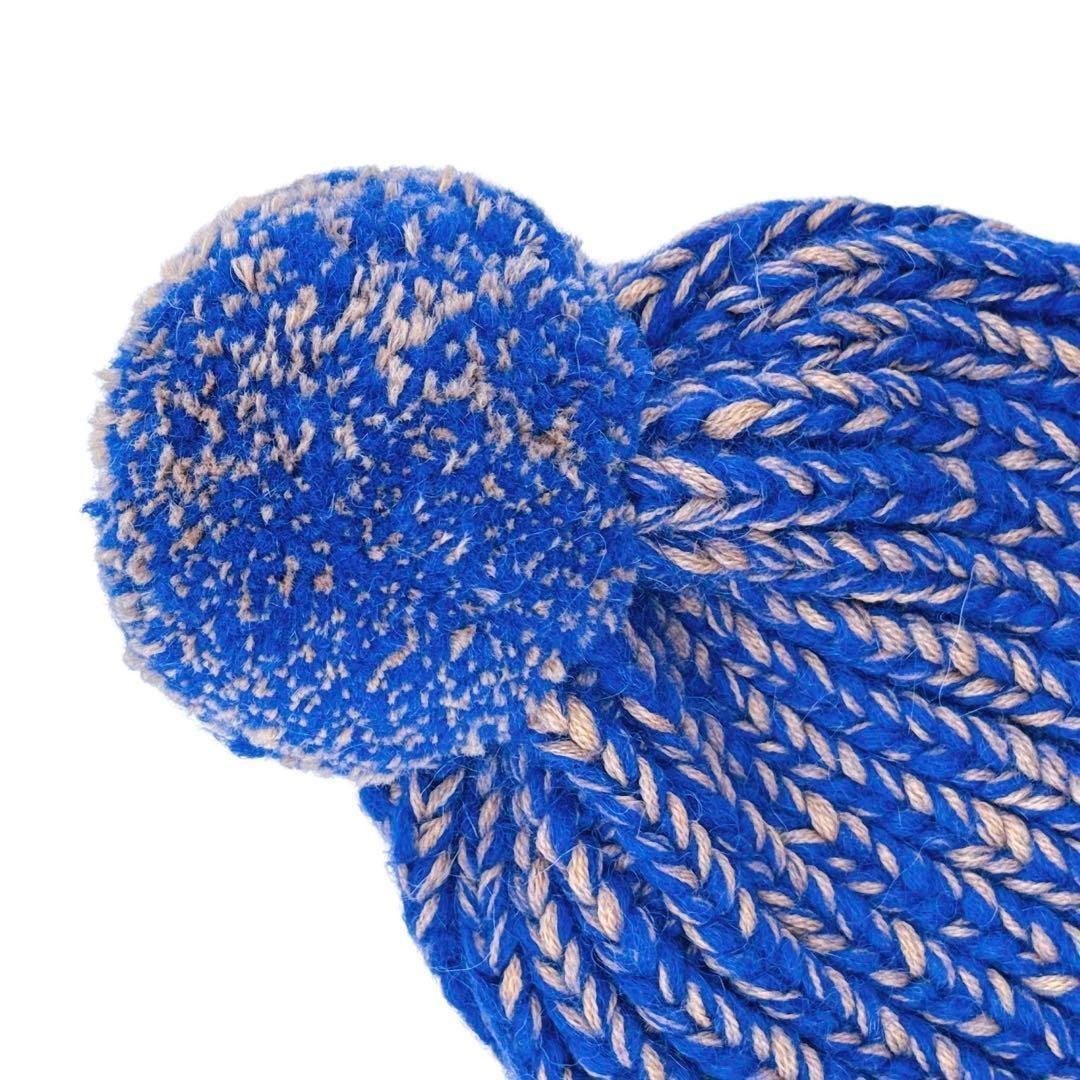 ★【希少色】モンクレール ニットキャップ ニット帽 帽子 ポンポン ブルー★