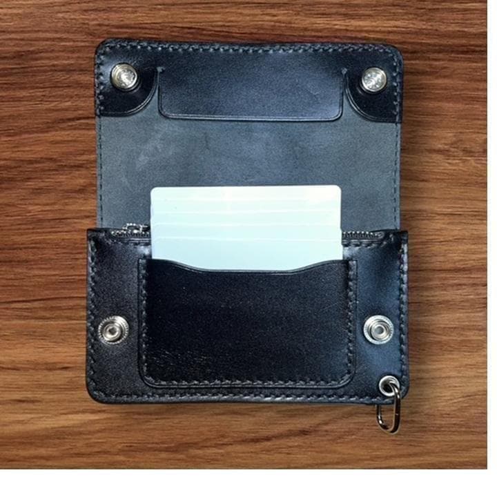 TERU ⑤ミドルトラッカーウォレット/栃木レザーシルバー/小判カンシルバ