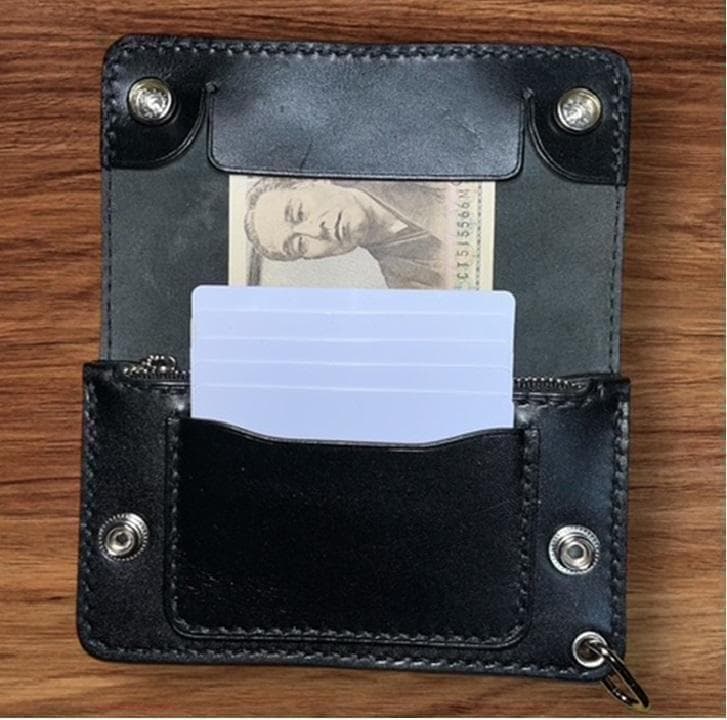 TERU ⑤ミドルトラッカーウォレット/栃木レザーシルバー/小判カンシルバ