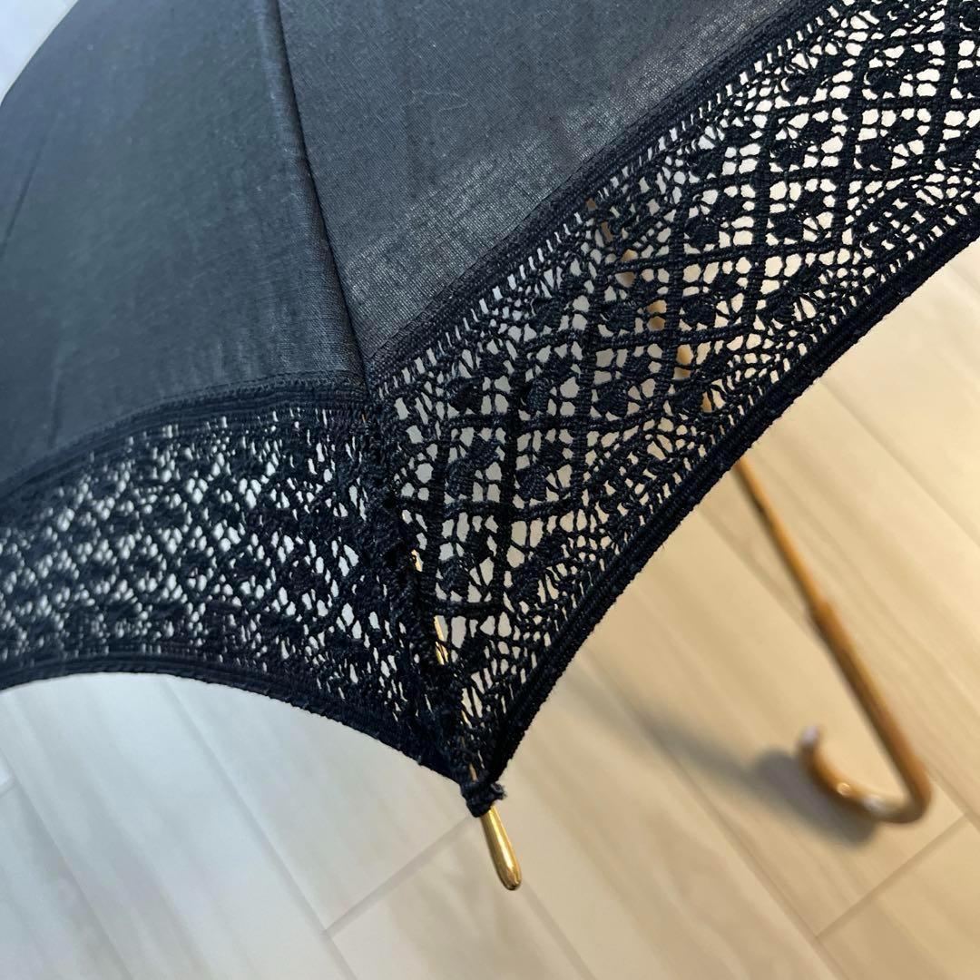バレンシアガ　日傘　長傘　黒　レース