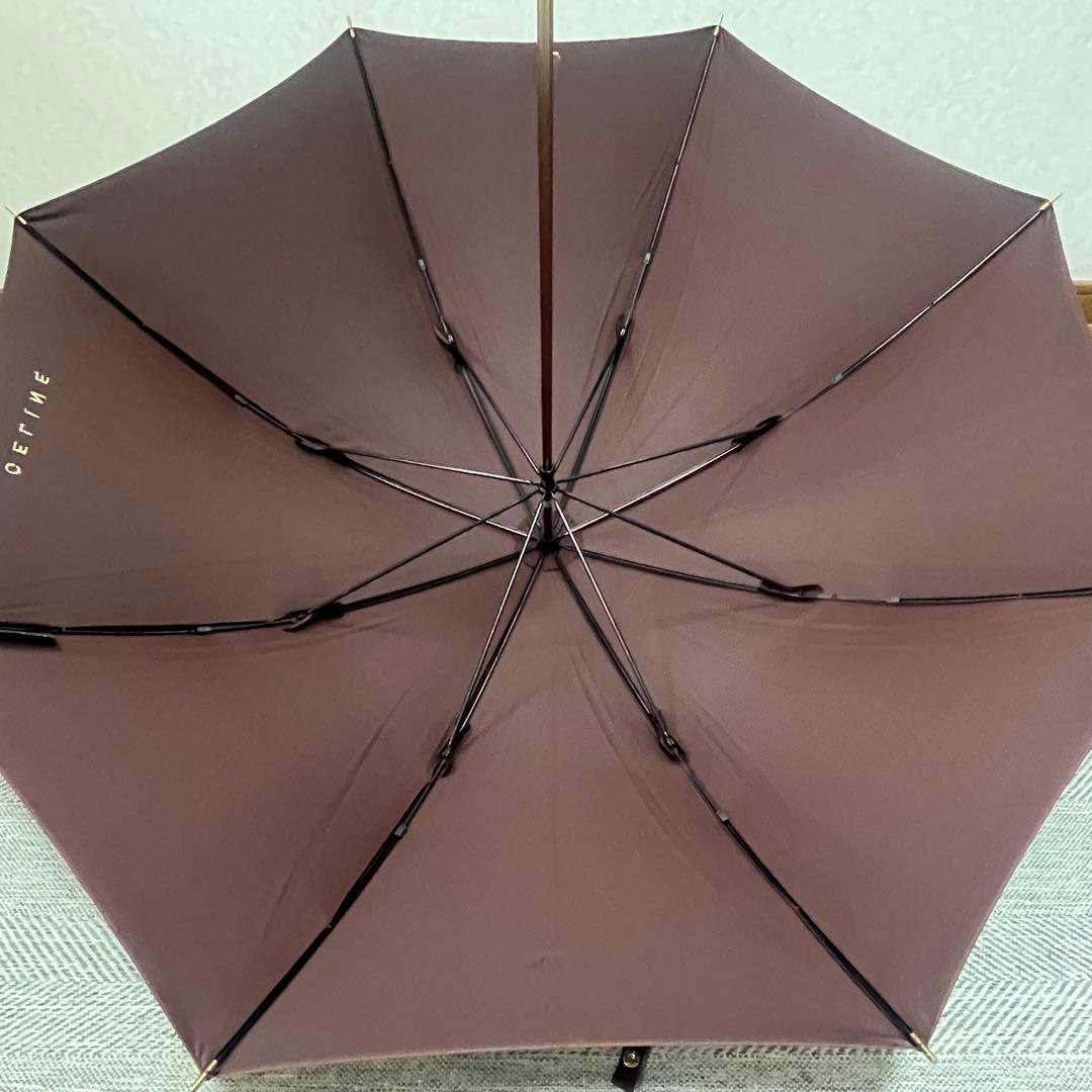 美品　CELINE セリーヌ　文字ロゴ　晴雨兼用傘　チョコレートカラー　マカダム