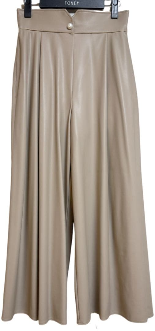 René ベージュ エコレザー　ワイドパンツ 36