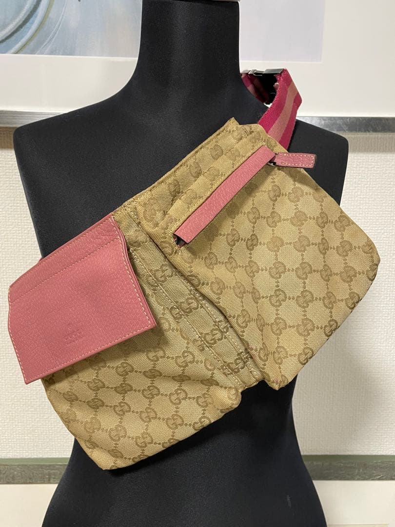 グッチ GUCCI 28566 GG ボディバッグ ウエストポーチ ピンク