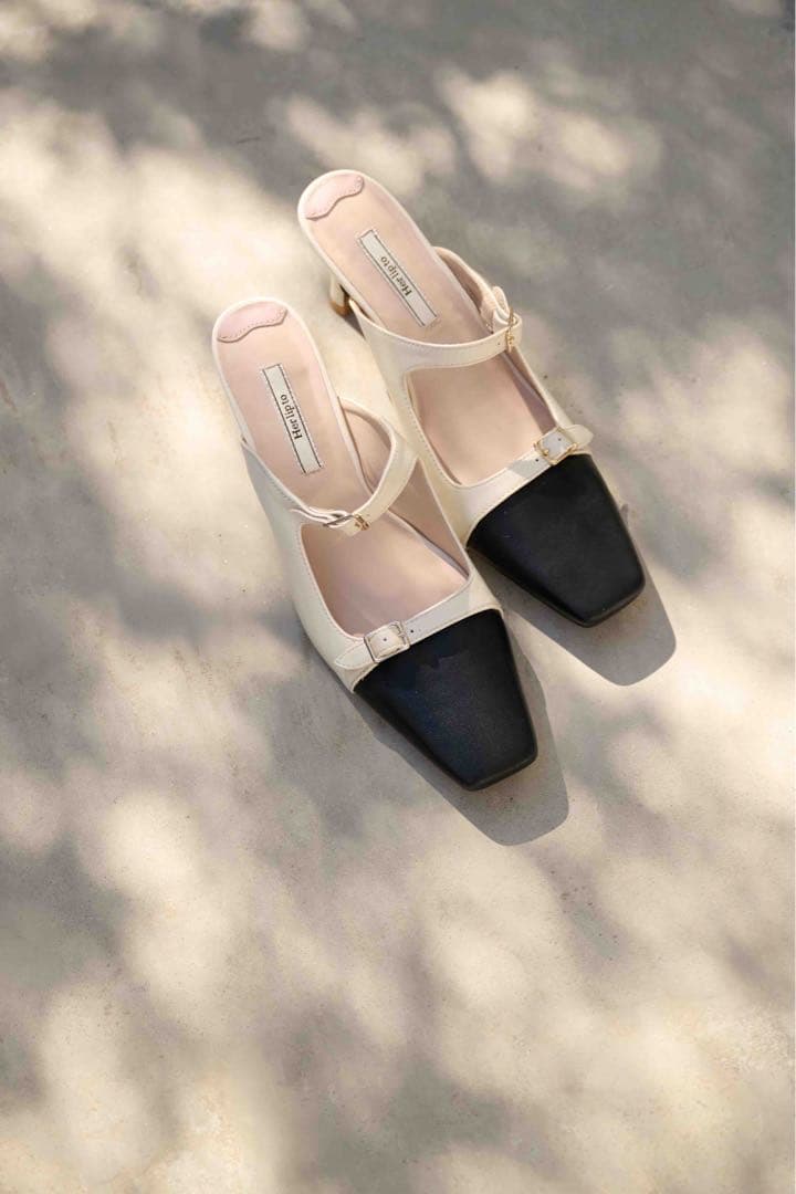 靴 herlipto Mademoiselle Mules 37 vanilla