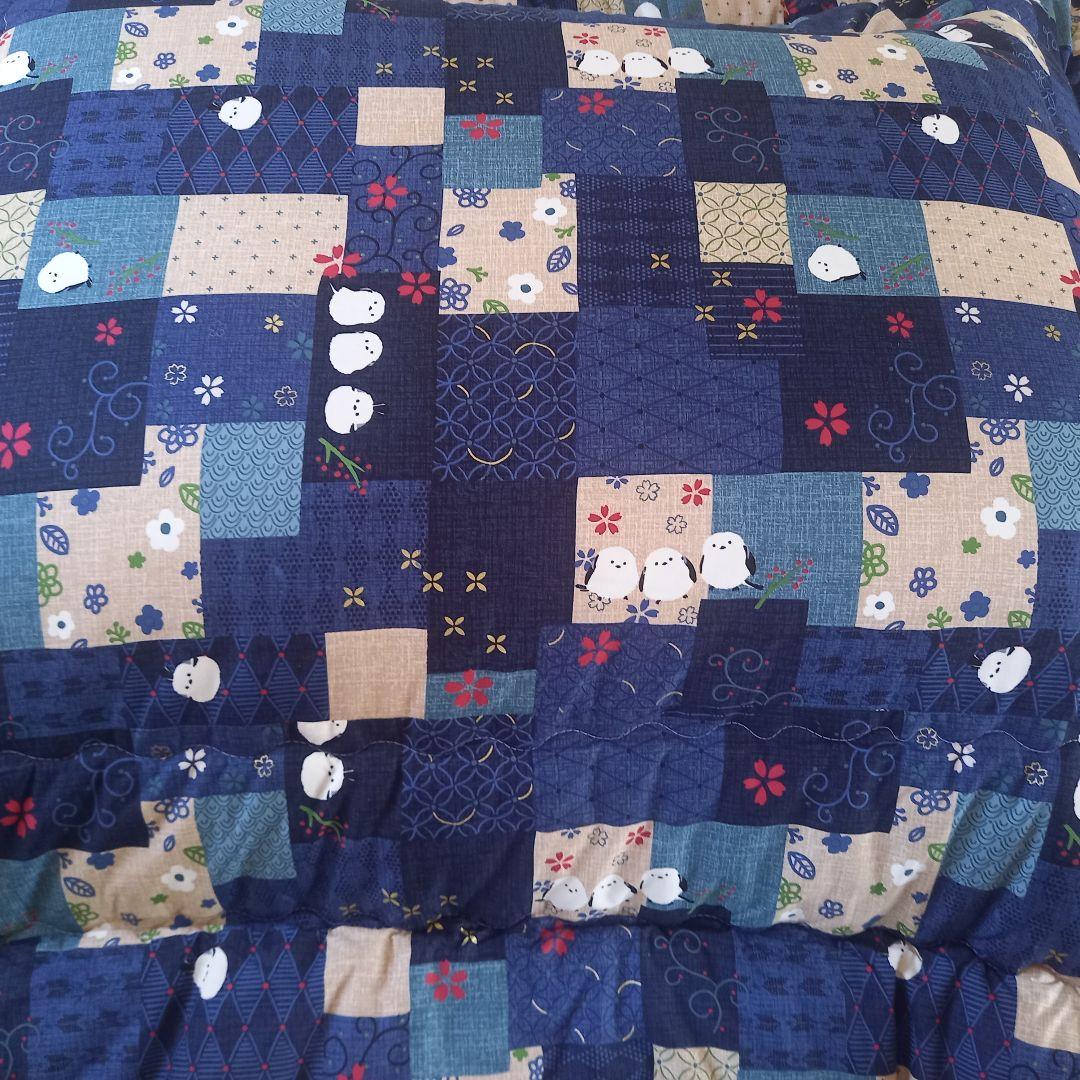 暖 ソフトタッチ 綿100％ 大判長方形 厚掛 こたつ掛布団 日本製 シマエナガ