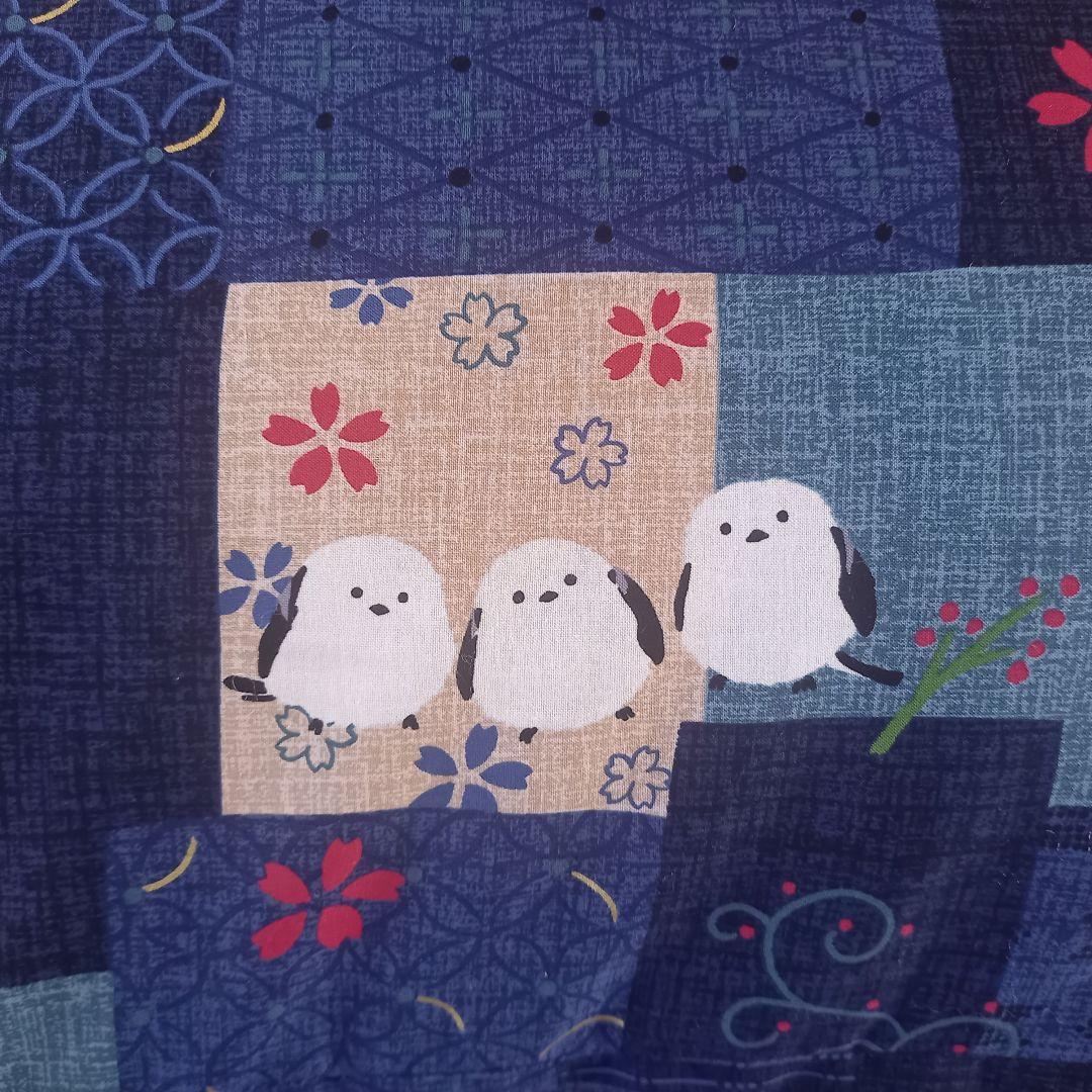 暖 ソフトタッチ 綿100％ 大判長方形 厚掛 こたつ掛布団 日本製 シマエナガ